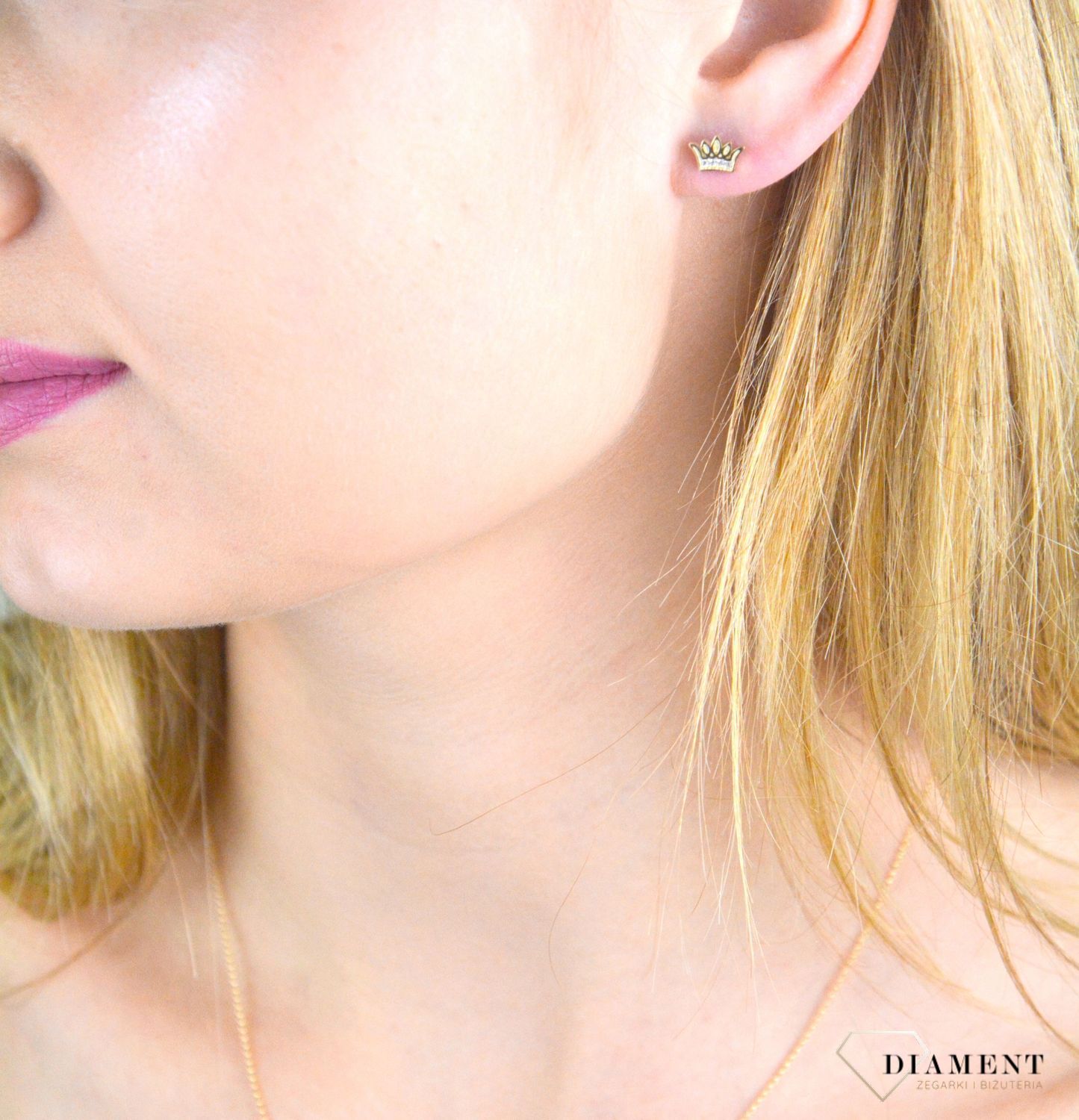 Złote kolczyki 375 korona wkrętki KL 8234 375.jpg